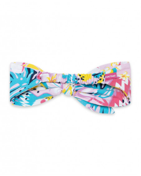 Serre-tête en jersey fleurs fille rose tahiti Serre-tête en jersey fleurs fille rose tahiti