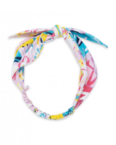 Serre-tête en jersey fleurs fille rose tahiti Serre-tête en jersey fleurs fille rose tahiti