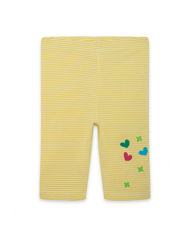 Leggings capri en jersey à rayures fille jaune funcactus