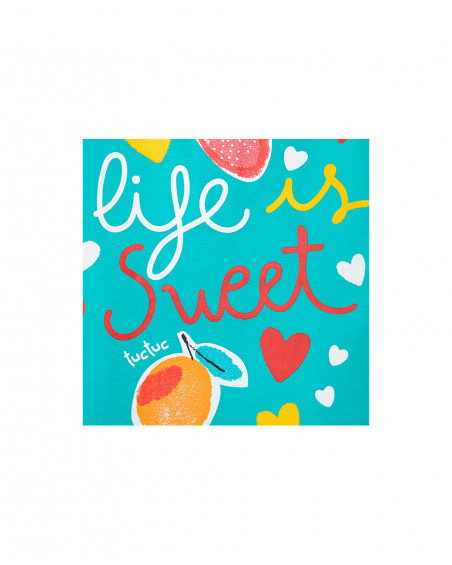 Tee-shirt en jersey message fille bleu fruitty time