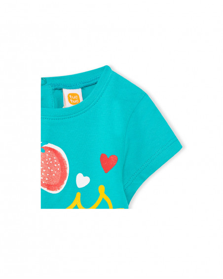 Tee-shirt en jersey message fille bleu fruitty time