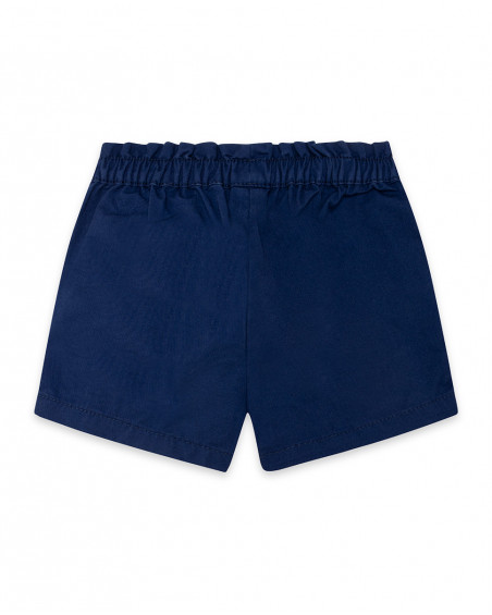 Short en sergé boutons fille marine basicos kids Short en sergé boutons fille marine basicos kids