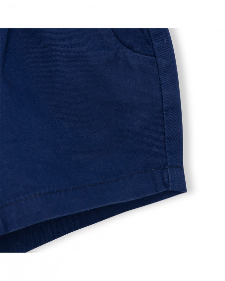 Short en sergé boutons fille marine basicos kids Short en sergé boutons fille marine basicos kids
