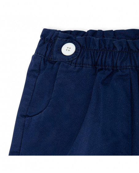 Short en sergé boutons fille marine basicos kids Short en sergé boutons fille marine basicos kids