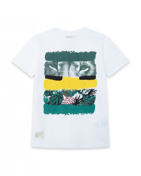 Tee-shirt en jersey imprimée garçon blanche jungle street Tee-shirt en jersey imprimée garçon blanche jungle street