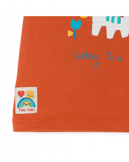Tee-shirt en jersey volants fille orange smile today Tee-shirt en jersey volants fille orange smile today