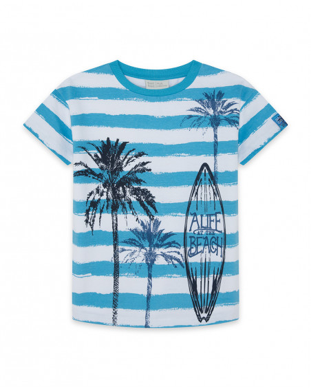 Tee-shirt en jersey à rayures garçon bleu surf club Tee-shirt en jersey à rayures garçon bleu surf club