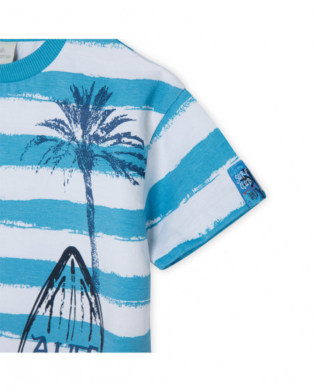 Tee-shirt en jersey à rayures garçon bleu surf club Tee-shirt en jersey à rayures garçon bleu surf club