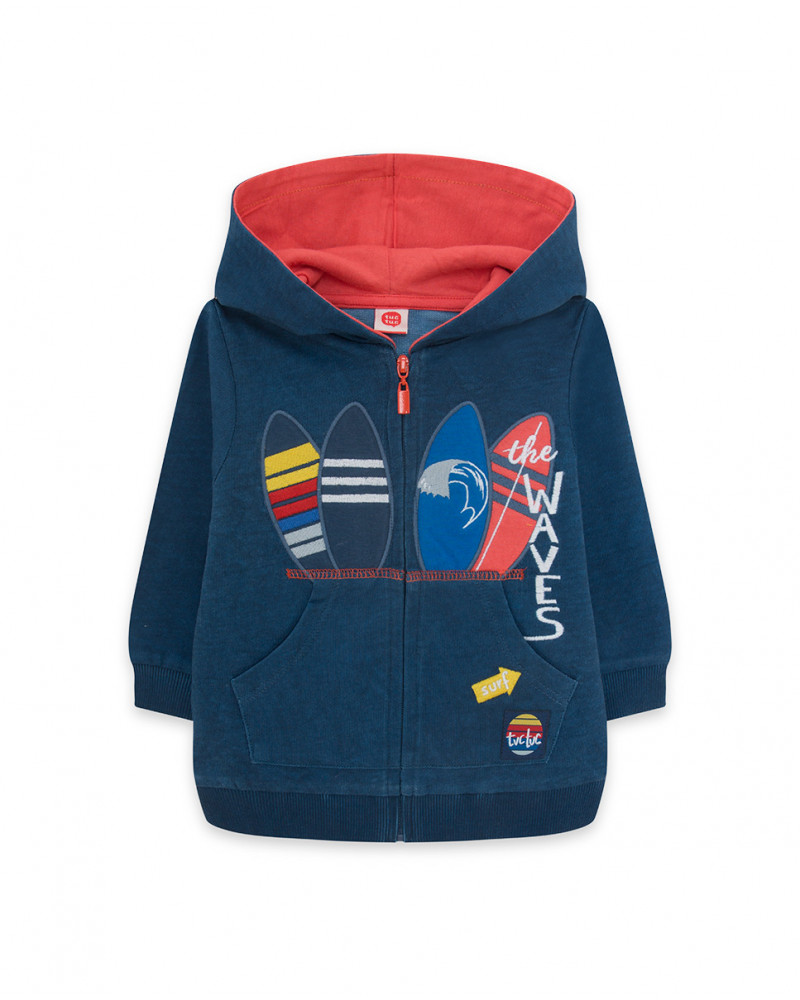 Sweat-shirt capuche en peluche avec fermeture éclair garçon