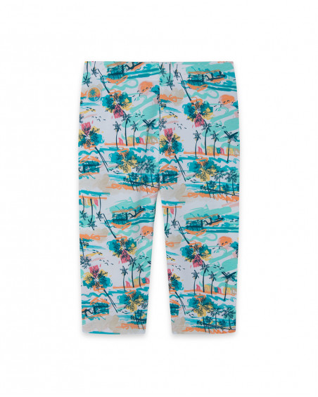 Leggings capri en jersey imprimé fille bleu venice beach Leggings capri en jersey imprimé fille bleu venice beach