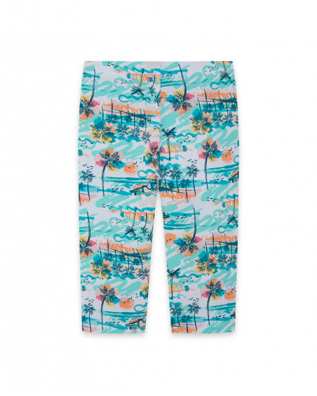 Leggings capri en jersey imprimé fille bleu venice beach Leggings capri en jersey imprimé fille bleu venice beach