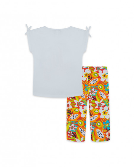 Tee-shirt et legging capri imprimé fille blanche summer festival