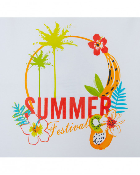 Tee-shirt et legging capri imprimé fille blanche summer festival