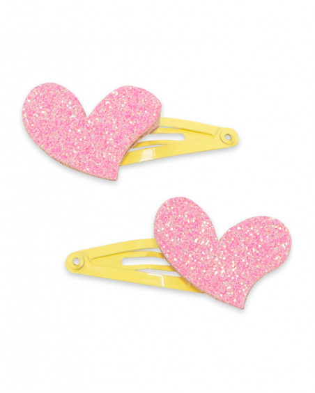 Set 2 barrettes cheveux coeurs fille jaune funcactus Set 2 barrettes cheveux coeurs fille jaune funcactus