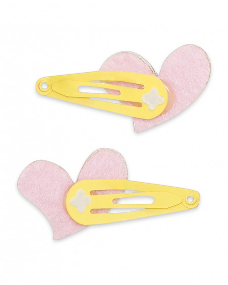 Set 2 barrettes cheveux coeurs fille jaune funcactus Set 2 barrettes cheveux coeurs fille jaune funcactus