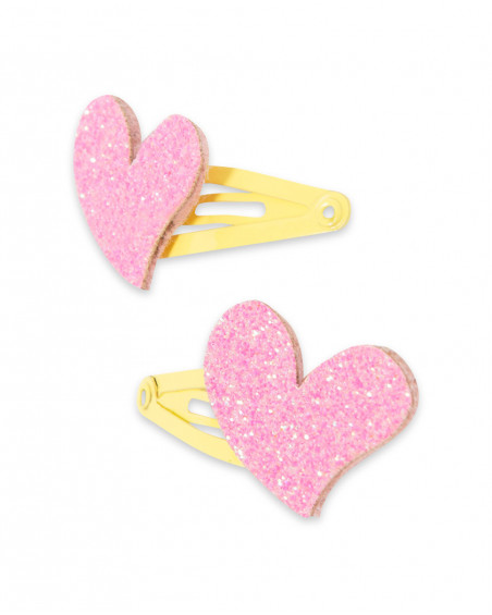 Set 2 barrettes cheveux coeurs fille jaune funcactus Set 2 barrettes cheveux coeurs fille jaune funcactus