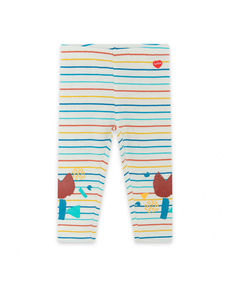 Leggings en jersey à rayures fille beige smile today