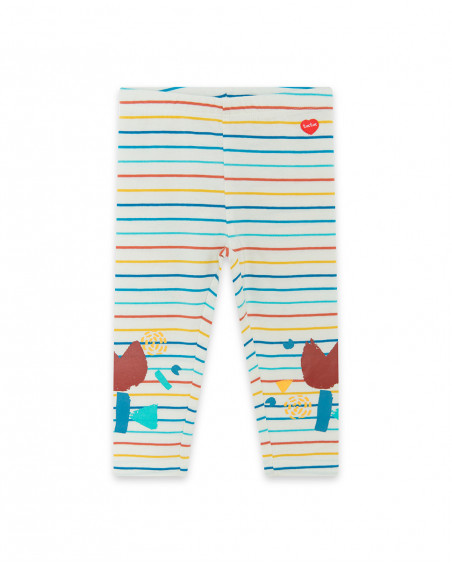 Leggings en jersey à rayures fille beige smile today Leggings en jersey à rayures fille beige smile today