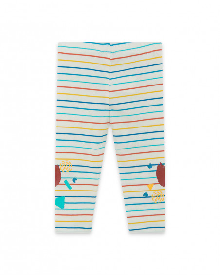 Leggings en jersey à rayures fille beige smile today Leggings en jersey à rayures fille beige smile today