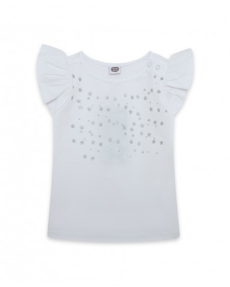 Tee-shirt en jersey volants fille blanche basicos kids
