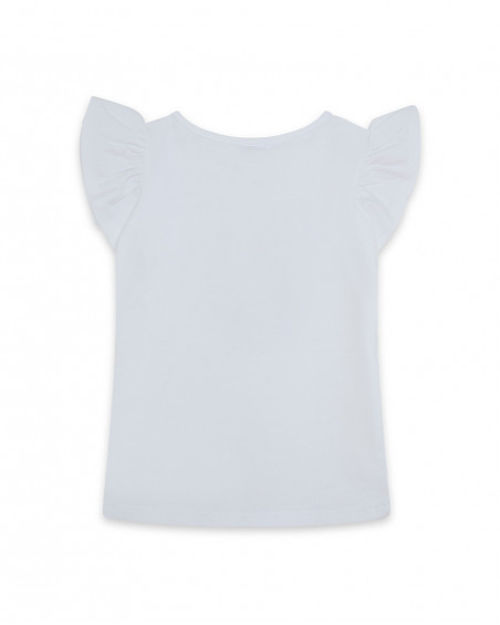 Tee-shirt en jersey volants fille blanche basicos kids