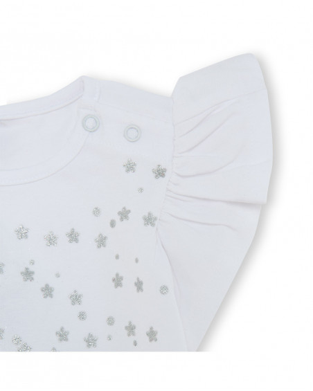 Tee-shirt en jersey volants fille blanche basicos kids