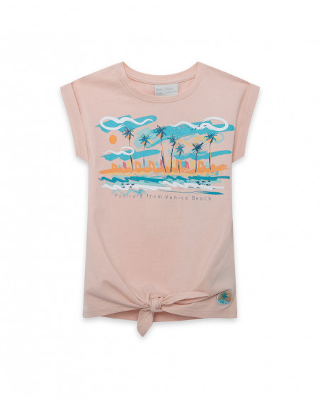 Tee-shirt en jersey nouer fille rose venice beach Tee-shirt en jersey nouer fille rose venice beach