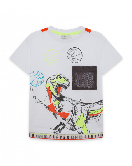 Tee-shirt en jersey dinosaure garçon blanche play Tee-shirt en jersey dinosaure garçon blanche play