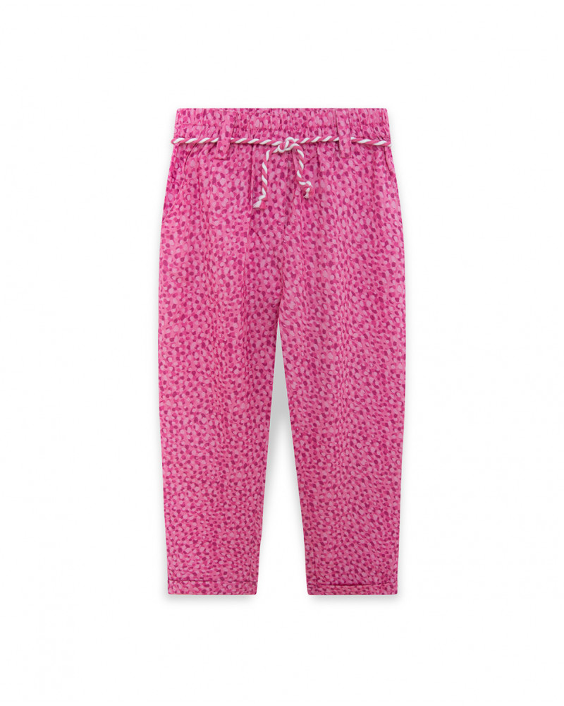 Pantalon en popeline imprimé fille rose ready to bloom