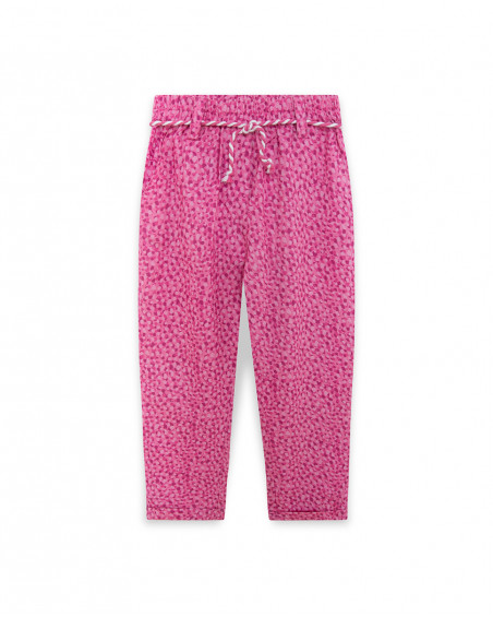 Pantalon en popeline imprimé fille rose ready to bloom Pantalon en popeline imprimé fille rose ready to bloom