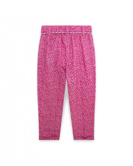 Pantalon en popeline imprimé fille rose ready to bloom Pantalon en popeline imprimé fille rose ready to bloom