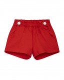 Short en sergé boutons fille rouge basicos kids Short en sergé boutons fille rouge basicos kids