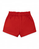Short en sergé boutons fille rouge basicos kids Short en sergé boutons fille rouge basicos kids
