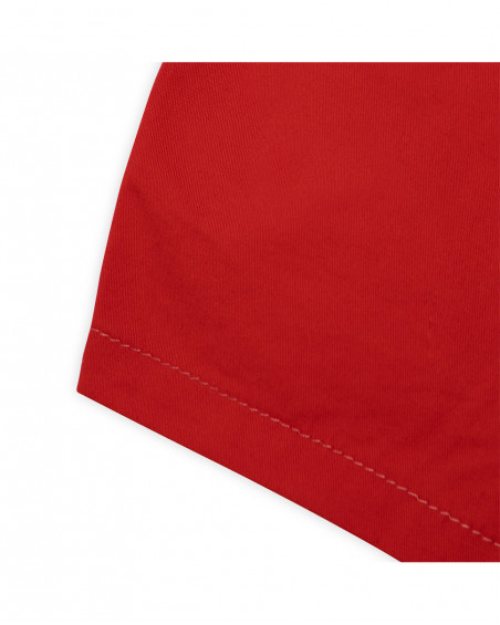Short en sergé boutons fille rouge basicos kids Short en sergé boutons fille rouge basicos kids