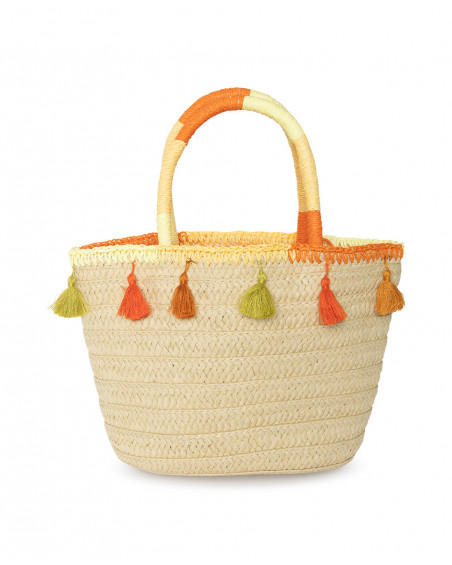 Sac en raphia franges fille orange summer festival Sac en raphia franges fille orange summer festival