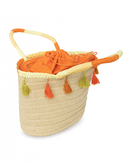 Sac en raphia franges fille orange summer festival Sac en raphia franges fille orange summer festival