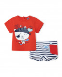 Ensemble de bain à rayures garçon rouge little pirates Ensemble de bain à rayures garçon rouge little pirates