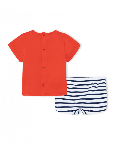 Ensemble de bain à rayures garçon rouge little pirates Ensemble de bain à rayures garçon rouge little pirates
