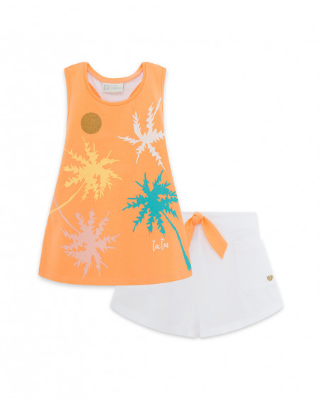 Tee-shirt et short en jersey avec poches fille blanche venice Tee-shirt et short en jersey avec poches fille blanche venice