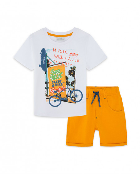 Tee-shirt et bermuda en jersey avec poches garçon orange free Tee-shirt et bermuda en jersey avec poches garçon orange free