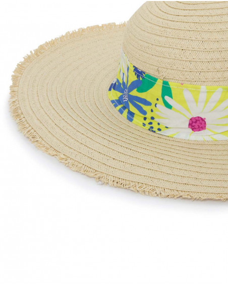 Bonnet en raphia fleurs fille beige ready to bloom