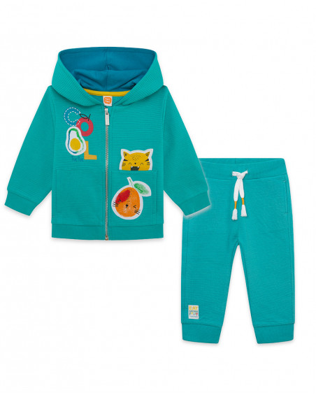 Sweat et pantalon en peluche jogging garçon bleu fruitty time Sweat et pantalon en peluche jogging garçon bleu fruitty time