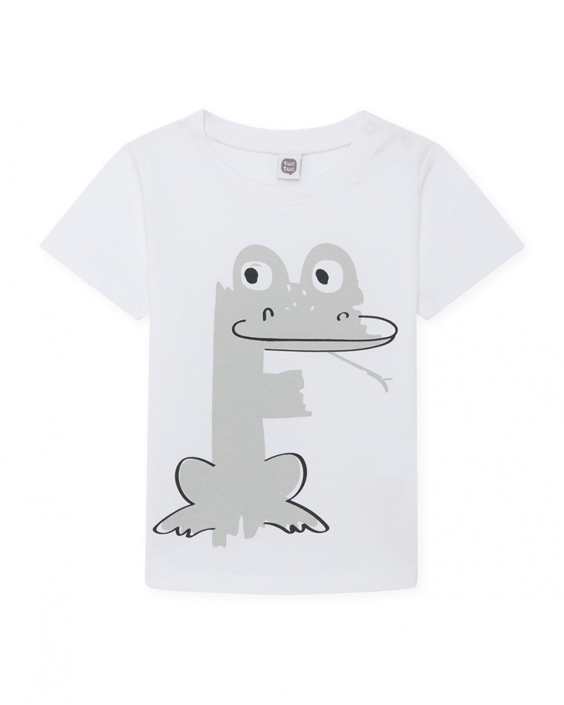 Tee-shirt en jersey grenouille garçon blanche basicos baby
