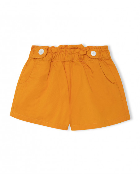 Short en sergé boutons fille jaune basicos kids