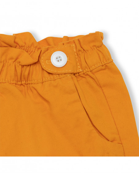 Short en sergé boutons fille jaune basicos kids