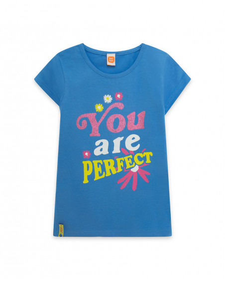 Tee-shirt en jersey message fille bleu ready to bloom Tee-shirt en jersey message fille bleu ready to bloom