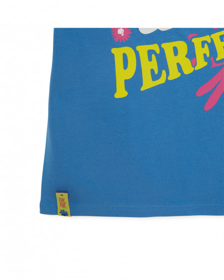 Tee-shirt en jersey message fille bleu ready to bloom Tee-shirt en jersey message fille bleu ready to bloom