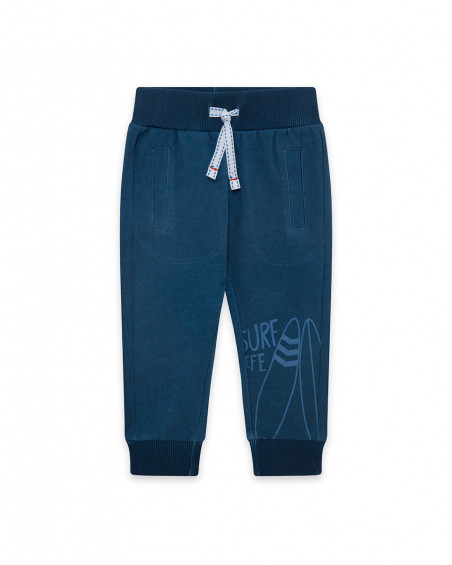 Pantalon en peluche jogging garçon bleu enjoy the sun Pantalon en peluche jogging garçon bleu enjoy the sun