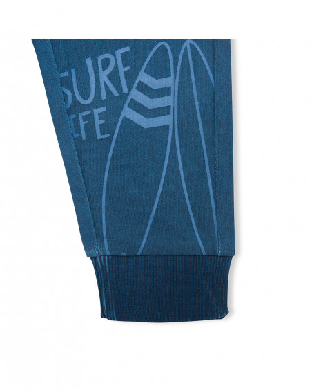 Pantalon en peluche jogging garçon bleu enjoy the sun Pantalon en peluche jogging garçon bleu enjoy the sun