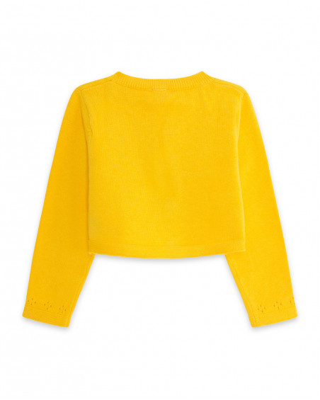 Veste en tricot boutons fille jaune fruitty time
